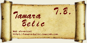 Tamara Belić vizit kartica